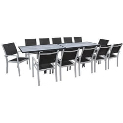 Habitat Et Jardin Salon De Jardin Repas Extensible "lagos" - Table Extensible 200/320 X 105 X 76 Cm - 12 Chaises - Noir