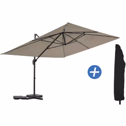 Parasol déporté de jardin "Sky 4" - Dimensions : 370 x 278 x 261 cm - Poids : 21.7 kg - Structure : Aluminium/ Métal - Toile ...