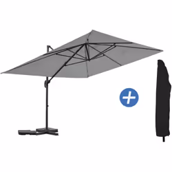 Parasol déporté de jardin "Sky 4" - Dimensions : 370 x 278 x 261 cm - Poids : 21.7 kg - Structure : Aluminium/ Métal - Toile ...
