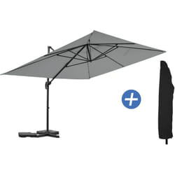 Parasol jardin déporté en aluminium 'Sky 4' - 3 x 4 m - Gris - Avec Housse