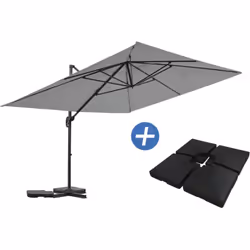 Parasol déporté de jardin "Sky 4" - Dimensions : 370 x 278 x 261 cm - Poids : 21.7 kg - Structure : Aluminium/ Métal - Toile ...