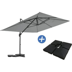Habitat Et Jardin - Parasol jardin déporté en aluminium 'Sky 4' - 3 x 4 m - Gris - Dalles à lester incluses
