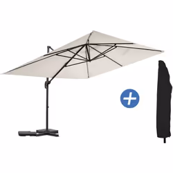 Habitat Et Jardin Parasol Jardin Déporté En Aluminium "sky 4" - 3 X 4 M - Ecru - Avec Housse