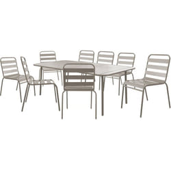 Habitat Et Jardin - Salon de jardin repas en métal 'Bilbao' - 8 places - Taupe