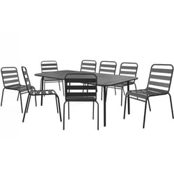 Salon de jardin repas en métal "Bilbao" - 8 places - Gris