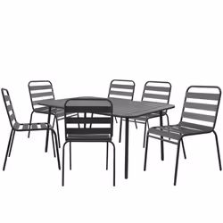 Habitat Et Jardin Salon De Jardin Repas En Métal "bilbao" - 6 Places - Gris