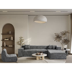 Canapé D'Angle En Tissu Texturé "tessaro" - 4 Places - Gris