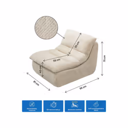 Chauffeuse En Tissu Texturé "candela" - 81 X 96 X 75 Cm - Beige - Vue supplémentaire 2