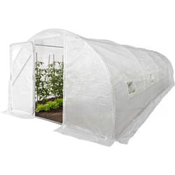 Serre tunelle de jardin avec porte 6 x 3 m Mimosa - 18 m² - 180g - Blanc