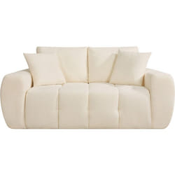 Canapé droit en tissu style bubble Léonie - 2 places - Beige