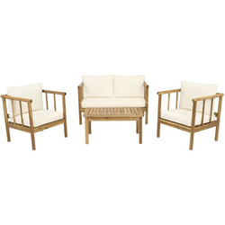 Salon de jardin en bois avec coussins inclus Milano - 4 places - Beige