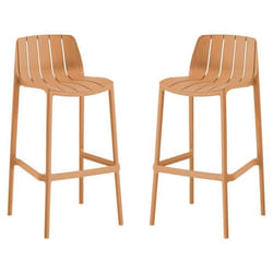 Lot de 2 chaises hautes de jardin empilable Vaena - Orange