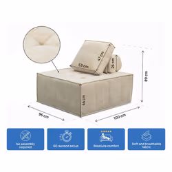Lot De 2 Chauffeuses Pour Canapé Modulables En Tissu Texturé "velluto" - Beige - Vue supplémentaire 2
