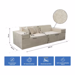 Canapé Droit Modulable En Tissu Texturé "lusso" - 3 Places - Beige - Vue supplémentaire 2