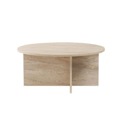 Table basse en bois Soleil - 90 x 90 x 40 cm - Travertin