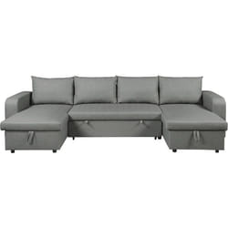 Canapé dangle panoramique convertible en tissu Victor - 4 places - Gris