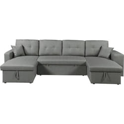 Canapé dangle panoramique convertible en tissu Axel - 4 places - Gris