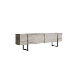 Meuble TV en bois Luxe - 180 x 30 x 50 cm - TravertinNoir