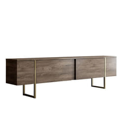 Meuble TV en bois Luxe - 180 x 30 x 50 cm - NoyerOr