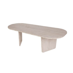 Table basse en bois Ovalis - 130 x 65 x 40 cm - Travertin