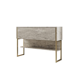 Console en bois Luxe - 120 x 30 x 80 cm - Travertin Or