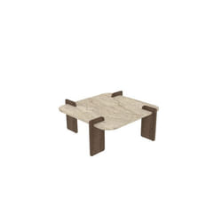 Table basse en bois Afrolli - 90 x 90 x 35 cm - Travertin