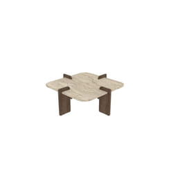 Table basse en bois Poalla - 90 x 90 x 35 cm - Travertin