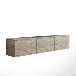 Meuble TV suspendu en bois avec éclairage LED Neon illuminated - 160 x 32 x 35 cm - Travertin