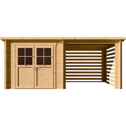 Abri de jardin bois avec appentis Aureval - 11m² - 2.24 x 5.01 x 2.07 m - 28 mm