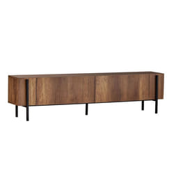 Meuble TV en bois Nexus - 180 x 30 x 45 cm - Noyer Baroque / Noir