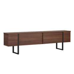 Meuble TV en bois Onera - 180 x 30 x 50 cm - Noyer / Noir