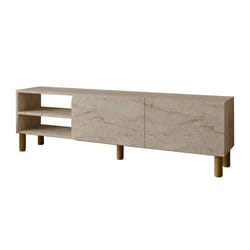 Meuble TV en bois River - 150 x 31 x 48 cm - Travertin