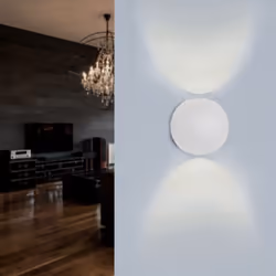 Pour vous, Silamp vous propose son Applique Murale Blanche Ronde LED IP54 6W éclairant vers le haut et vers le bas et pouvant ...