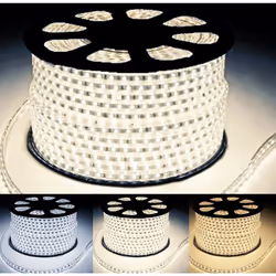 Adoptez ce Ruban LED 50M 220V Recoupable 20cm IP65 2835 120LED/m, imperméable et flexible, pour un éclairage performant dans ...