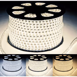 Description générale Adoptez ce Ruban LED 50M 220V Recoupable 20cm IP65 2835 120LED/m, imperméable et flexible, pour un éclai ...