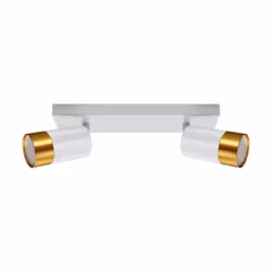 Plafonnier 2 Spots Orientables BLANC et OR pour Ampoule GU10 - SILAMP