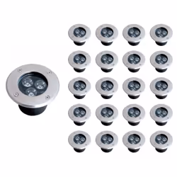 Pack de 5 Spots LED Encastrable Extérieur 3W. Caractéristiques du Spot LED Encastrable Extérieur IP65 220V Sol 3W 80° (Pack d ...