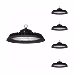 La Suspension Industrielle UFO 200W 160lm/W avec Détecteur de mouvement (Lot de 5) est la solution d'éclairage LED ultra-perf ...