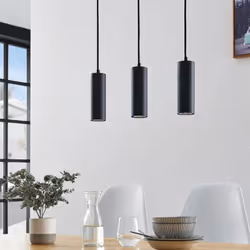 Ce Pack de 3 Luminaire Suspendu GU10 IP20 30cm NOIR offre une solution d'éclairage élégante pour votre maison. Caractéristiqu ...