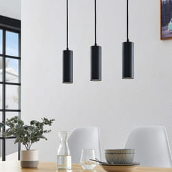 Silamp - Luminaire Suspendu GU10 IP20 30cm noir (Pack de 3)