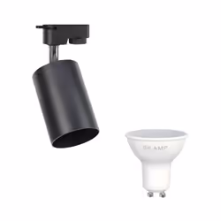 Découvrez le Kit Spot LED sur rail Triphasé Noir + Ampoule LED GU10 8W, la solution d'éclairage moderne et efficace pour tous ...