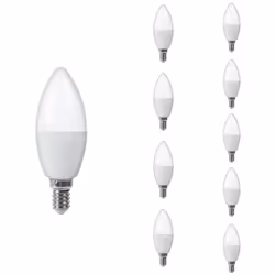 Le Pack de 10 Ampoules LED E14 4.8W C37 vous permet d'allier esthétique et économies d'énergie. Chacune de ces ampoules ne co ...