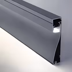 Profilé Aluminium Plinthe - SILAMP - 2M - Gris Métallique - Ruban LED 10mm - Intérieur