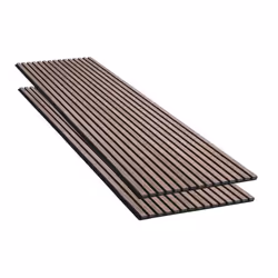 Lot de 2 Panneaux Acoustiques Muraux Bois 240x60x22cm - Finition Noyer - Fond Noir - SILAMP