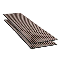 Lot de 2 Panneaux Acoustiques Muraux Bois  240x60x22cm - Finition Noyer - Fond Noir - SILAMP