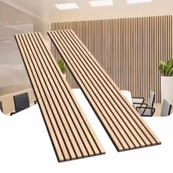 Lot de 2 Panneaux Acoustiques Muraux Bois 240x60x22cm - Chêne Blanc avec Fond Noir - SILAMP