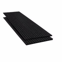 Lot de 2 Panneaux Acoustiques Muraux Bois 240x60x22cm - Couleur Noir avec Fond Noir - SILAMP
