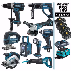 Description générale Le Pack Power PRO MAKITA 18V comprend 9 outils essentiels pour tous vos projets de bricolage et de rénov ...