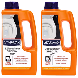Lot de 2 Déboucheurs spécial WC 1L STARWAX - Idéal pour le débouchage des WC bouchés par des matières organiques et du papier ...