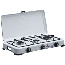 Intec - Réchaud gaz 3 feux 4100W - Brûleurs fonte Grille et Couvercle - Plaque de Cuisson Gaz Butane ou Propane